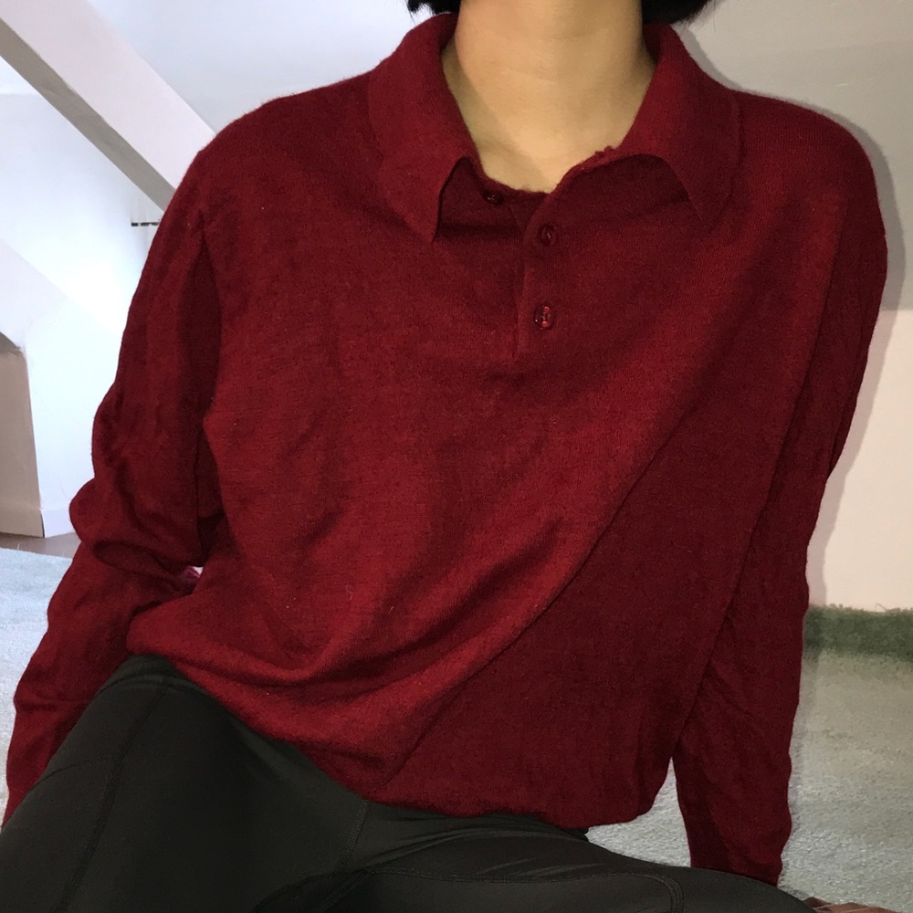 Wool Collared Button Up Sweater